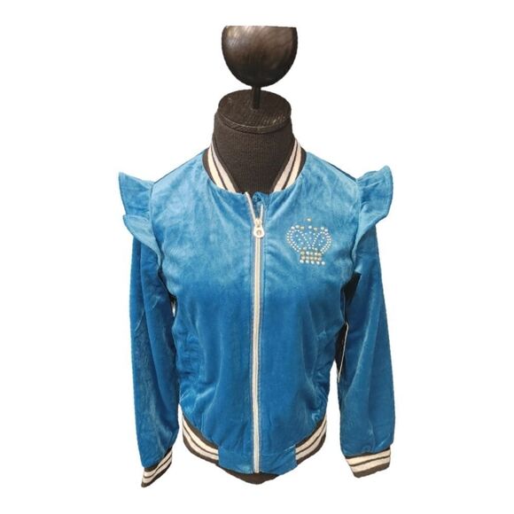 KIDS "LIMITED TO" BLUE VELVET JACKET WITH CREST - Picture 1 of 11